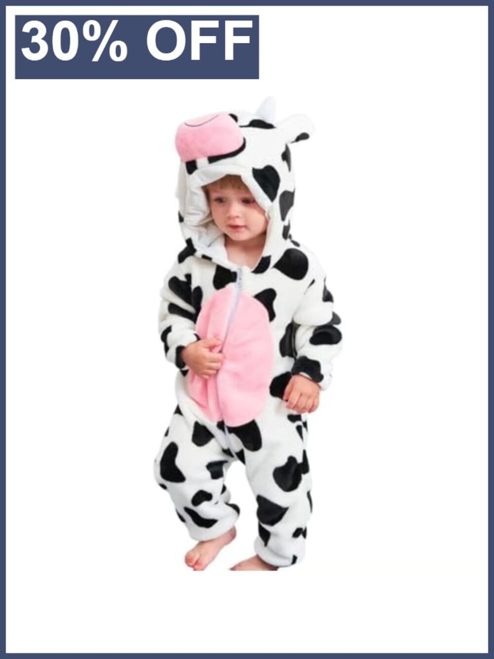 Toddler Cow Animal Costume Romper Flannel Halloween Dress Up